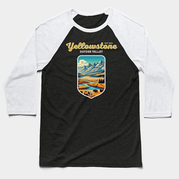 USA - NATIONAL PARK - YELLOWSTONE Hayden Valley - 3 Baseball T-Shirt by ArtProjectShop